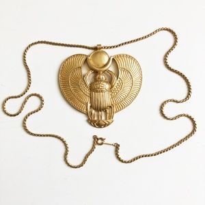 D'Orlan Egyptian Revival Pendant Necklace King Tut Rare Vintage